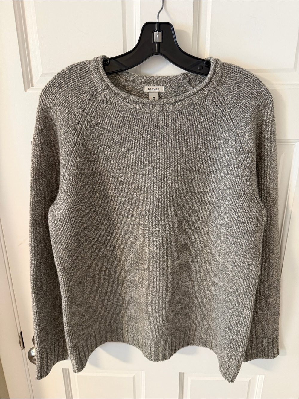 L.L. Bean Men's Classic Ragg Wool Crewneck Sweater Gray Marled 100% Lambswool M